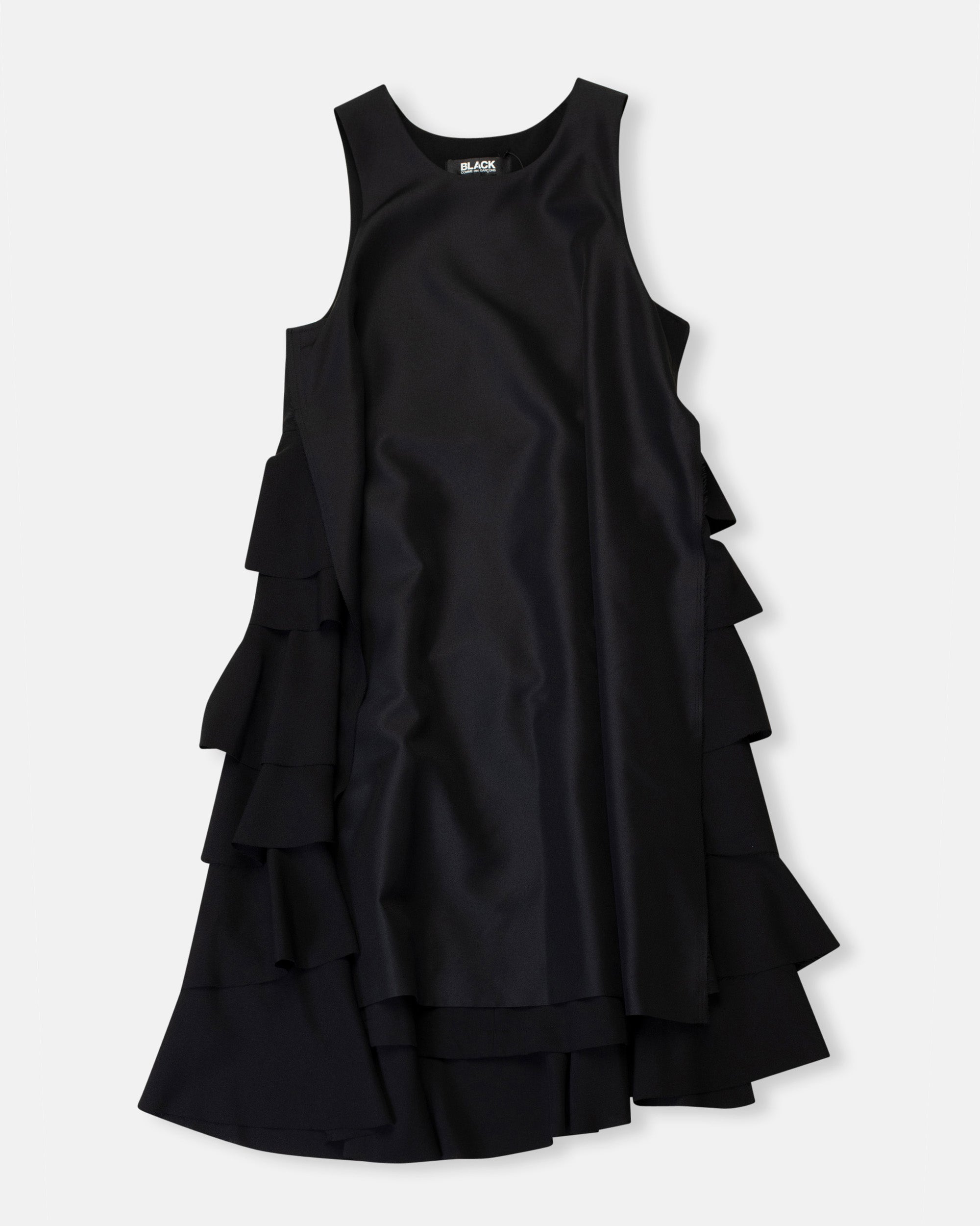 comme des garcons black ruffled black dress noodle stories