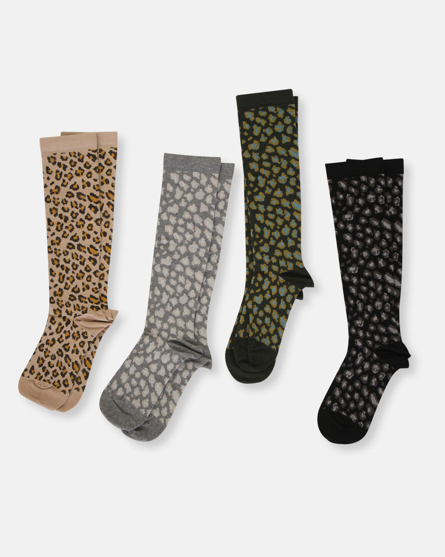 leopard knee compression socks