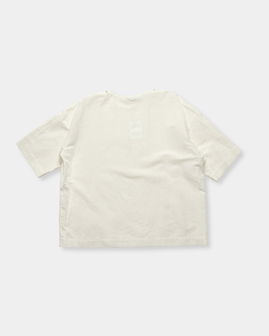 shoulder button woven tee