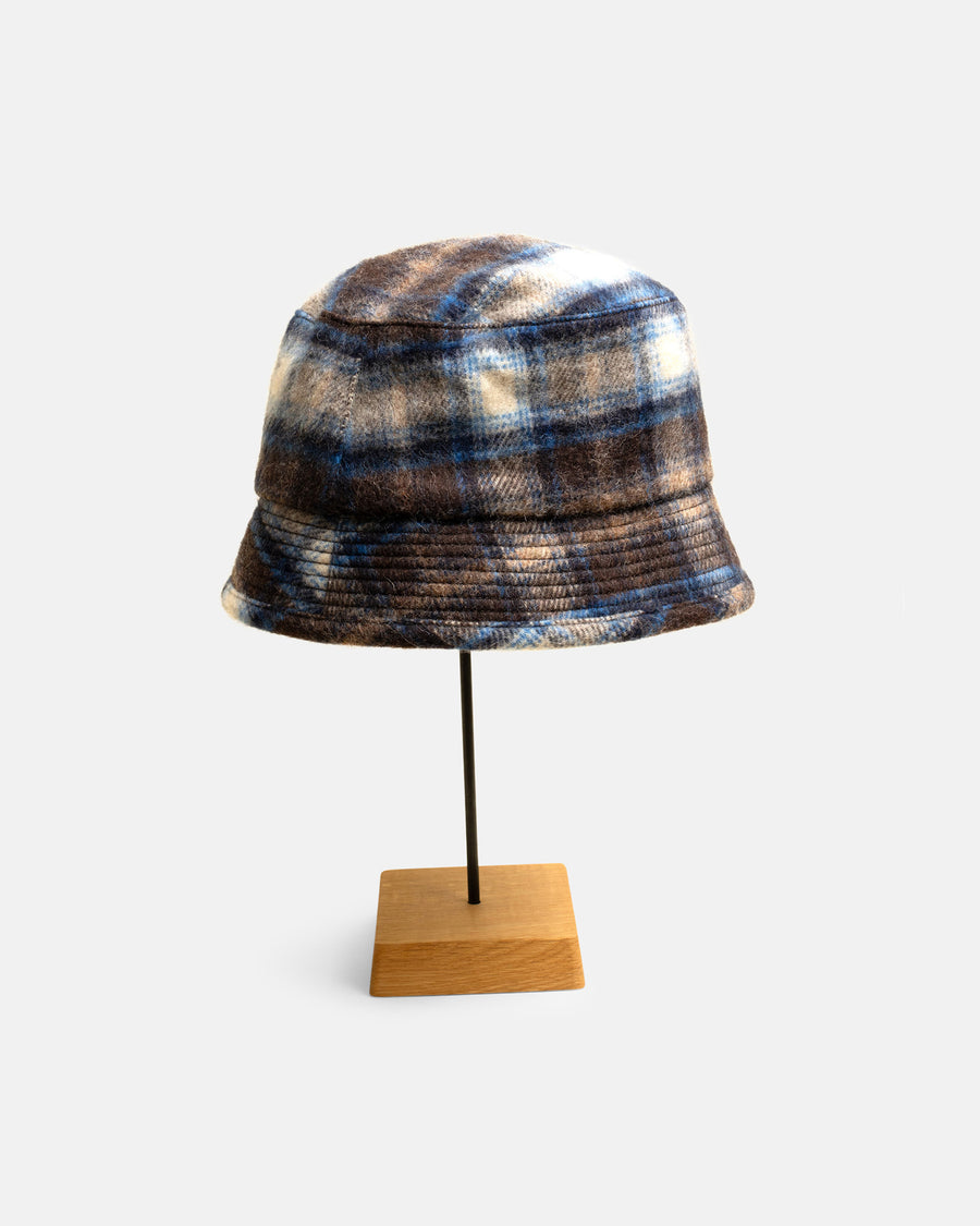 70’s wool shaggy check bucket hat