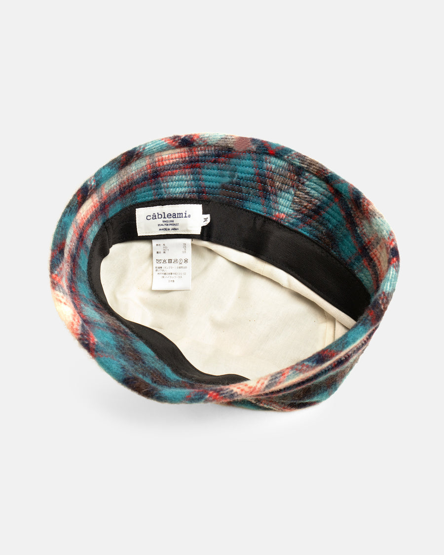 70’s wool shaggy check bucket hat