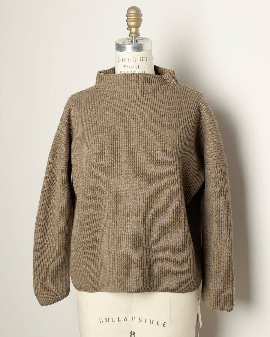 rib stitch high neck sweater