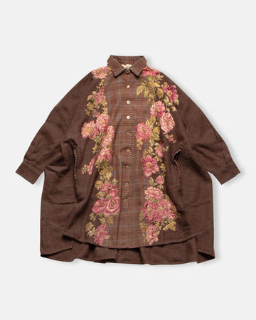 twill shirt with floral embroidery