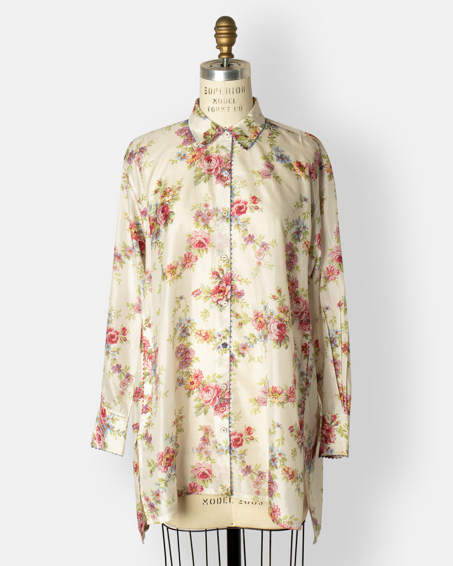 floral printed silk shirt