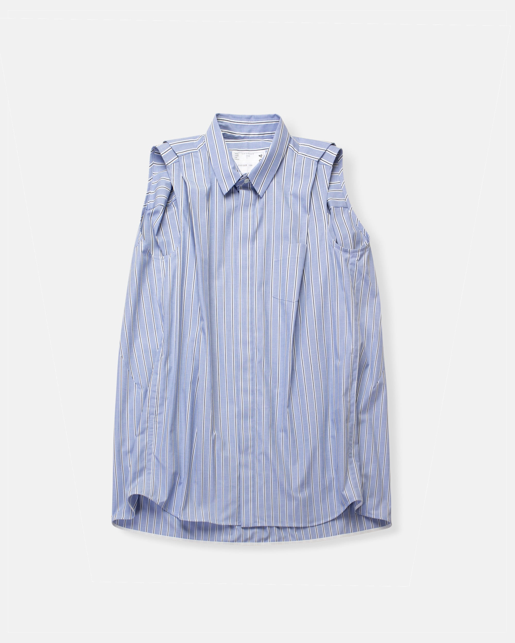 sacai striped short-sleeve cotton minidress - Blue