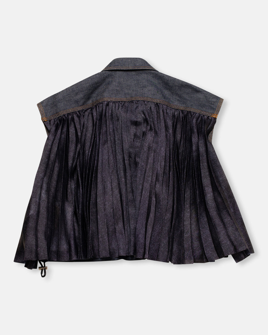 denim mix shirt with pleated back