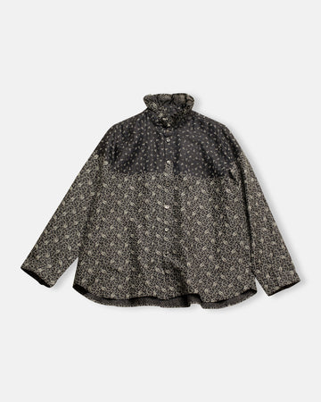 printed panel ruffle collar shirt