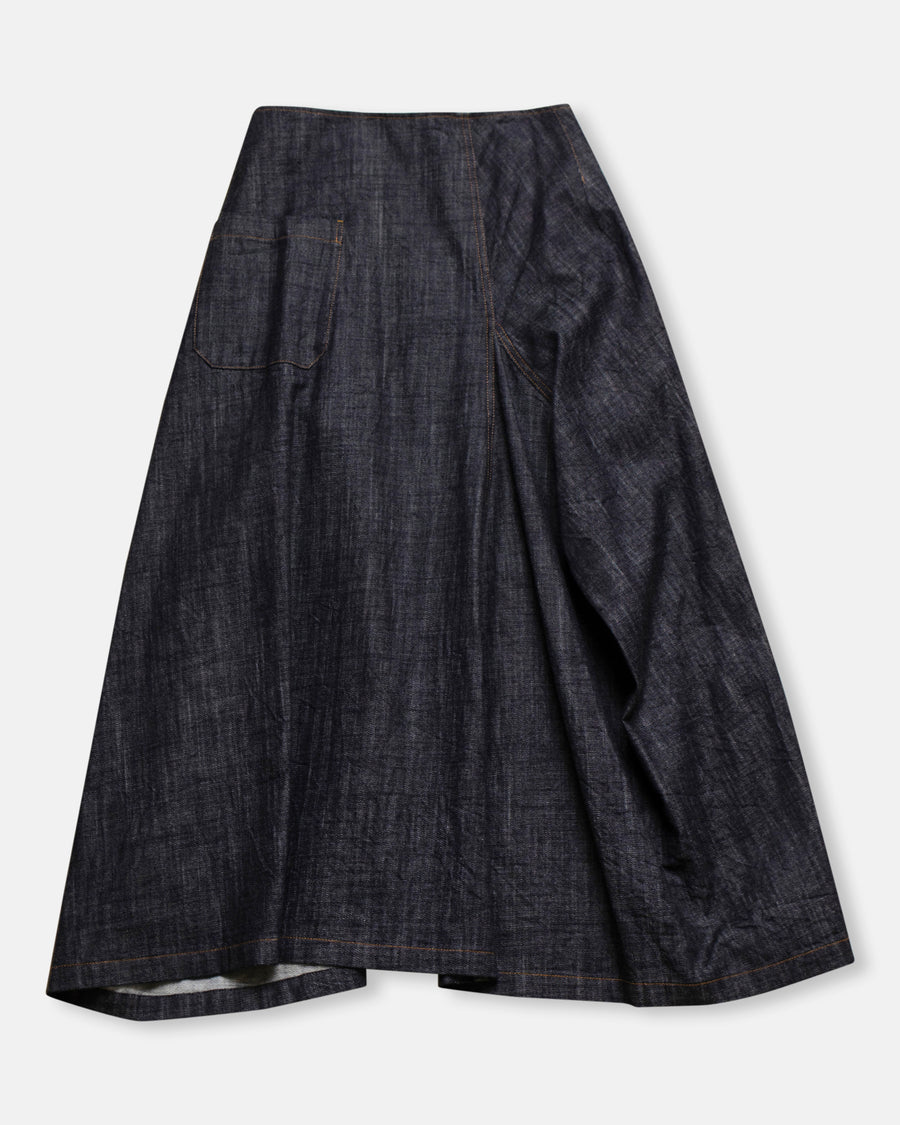 panel tucked flare skirt