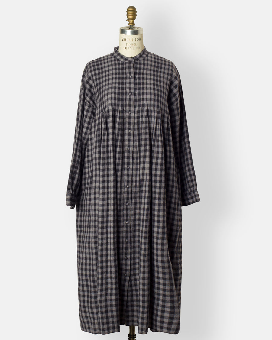 boiled wool gingham check shirt dress