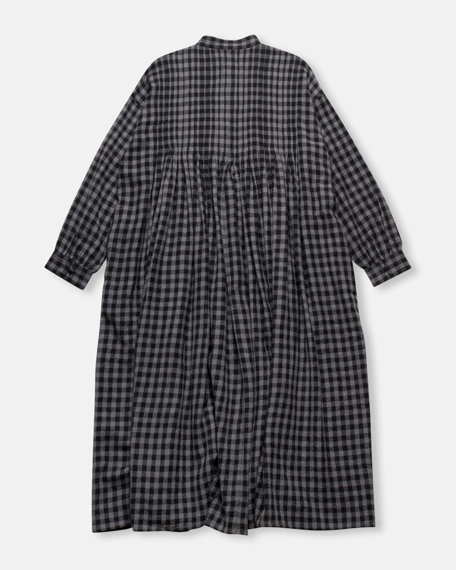 boiled wool gingham check shirt dress