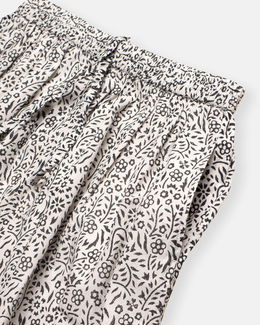 cotton flower block print easy pants