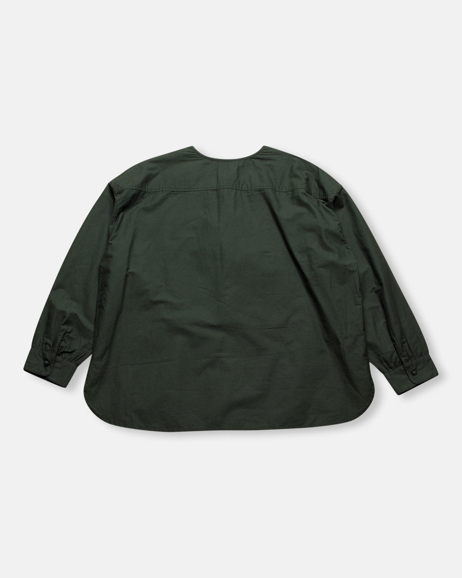 poplin plain crewneck bosom shirt